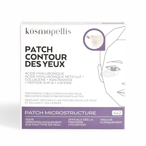Patchs Contour des Yeux à Micro-Aiguilles Auto-dissolvantes | Réduit les cernes, rides & les poches | Tonifie le contour de l'oeil | Caféine, Acide Hyaluronique, Collagène et plus.. | (2 Patchs)