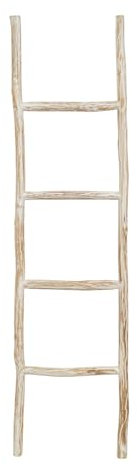 Biscottini Échelle à serviettes de salle de bain - 130 x 4 x 33 cm - Échelle décorative en bois - En bambou - Montage mural - En métal