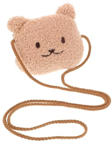LRXIYODE Bolso Bandolera Forma de Oso de Peluche para Niños Pequeños Tamaño Pequeño Tela de Felpa Bolso Cruzado para Niñas y Niños Uso Diario Informal para Juguetes y Monedas