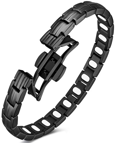 Jeracol Magnetiskt armband i titan för kvinnor, justerbar längd kristaller design magnetiskt armband med starka magneter för kvinnor, med storleksverktyg och smyckespresentask, 21.5cm (8.46inch)