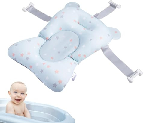 Zahoken Cojín Para Bañera De Bebé, Reductor Bañera Bebe, Almohada De Apoyo Antideslizante Ajustable Para Bañeras, Detalles Para El Cuidado Del Bebés Con Hebillas Y 3 Cinturones De Seguridad