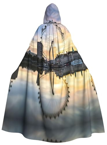 London Eye Halloween unisex mantel med huva, jul maskerad kostym, vuxen vampyr häxa kostym, utsökta tillbehör.