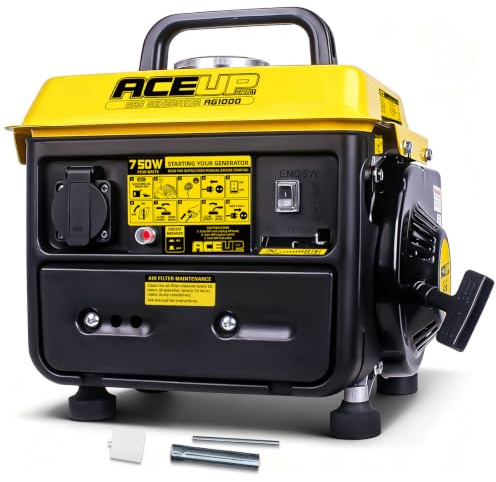 Aceup Energy 750 Watt 2-Stroke Portable Petrol Generator | 63cc Generator with 230V socket, Ultralight for Home Camping Backup Emergnecy Low Failure Rate Easy Maintenance
