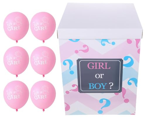 SMASOLO Boîte à Ballons Gender Reveal Transparente avec Ballon à Confettis Rose Kit Décoration Fête Prénatale et Baby Shower