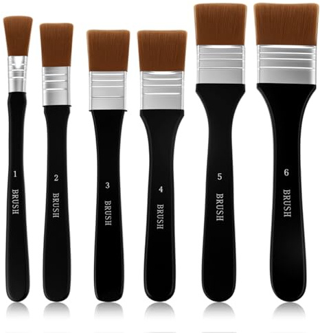 Ouligay 6PCS Art Brushes for Acrylic Painting Wide Flat Paint Brushes Set Assorted Size Nylon Chip Brushes Artist Varnish Brush for Craft Oil Painting, Applying Gesso, Varnish, Watercolor