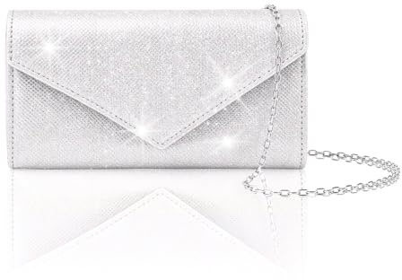 BSBUY Women Evening Clutch Bag Ladies Glitter Envelope Handbags Evening Bag Clutch Purse Shoulder Bags with Detachable Chain Strap Crossbody Bag Fashion Shoulder Bag for Wedding Party Prom
