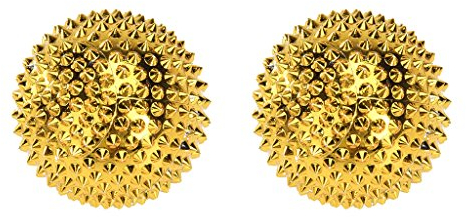 CHI-ENTERPRISE - zwei magnetische Massagebälle - klein | Faszienbälle zur selbsttherapeutischen Akupressur Behandlung | Inhalt: 2 Igelbälle in gold, je 32 mm Durchmesser & 228 Akupressurnadeln