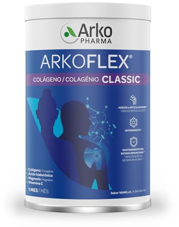 Arkopharma Arkoflex Colágeno Classic Vainilla, Bote 360 gr, Buen Funcionamiento de Huesos, Cartílagos y Piel, Ácido Hialurónico, Magnesio y Vitamina C, 30 Porciones