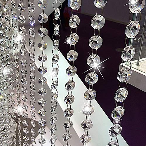 6 Pezzi 1M Perline Cristallo Catena Perle di Cristallo di Octagon Borda per Lampadario,Tende,Decorazioni Matrimonio,Bracciali e Gioielli Creazione