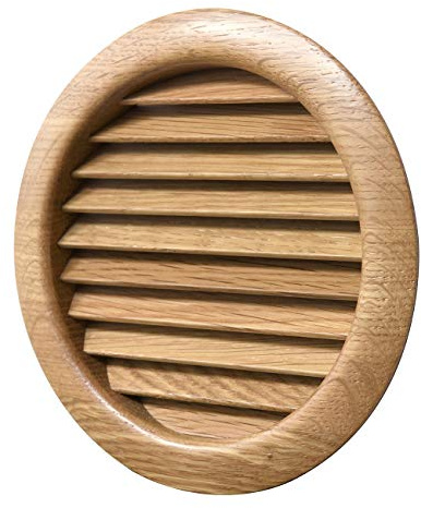 La Ventilazione Rejilla de ventilación redonda de madera de roble lacada, para empotrar, diámetro 140 mm, LGRS125QL