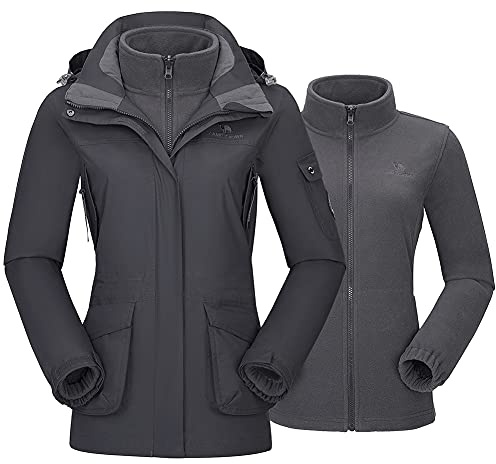 CAMEL CROWN Womens Waterproof Ski Jacket 3-in-1 Windbreaker Winter Coat Fleece Inner for Rain Snow Outdoor Hiking