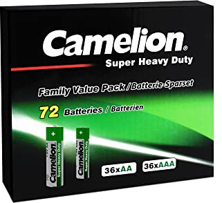 Camelion 10197200-1 - Super Heavy Duty Batterien, Haushaltsspar-Set 72-teilig, 36 x AA und 36 x AAA, Einweg-Batterien für elektronische Alltags-Geräte zur Sicherstellung der Energie-Versorgung