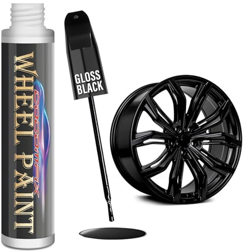 cocomfix Gloss Black Rim Touch Up Paint, Rim Paint Pen, Car Wheel Scratch Repair Kit for Curb Rash & Scratches, Universal Gloss Black Enamel paint for Alloy/Metal rims (1 fl oz), Scratch Resistant, Covers 1 Sq Ft