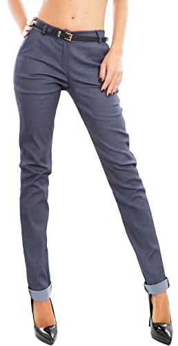 Toocool - Pantaloni Donna Classici Eleganti Tasche Vita Bassa Cintura AS-28251 [L,Jeans]