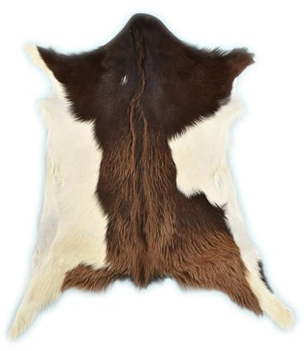 ZIEGENFELL Dunkelbraun BEIGE CA. 90 x 70 cm DEKO Fell VON KUHFELLE ONLINE