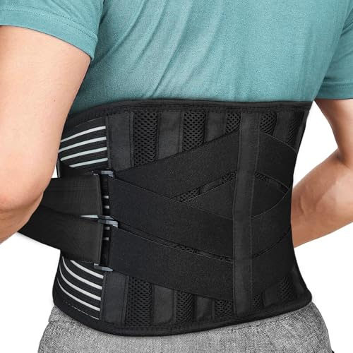 Back Brace for Lower Back Pain Relief, Anti-skid Lumbar Support Belt With Mesh for Women Men, Adjustable Lumbar Support Brace for Sciatica, Scoliosis, Body Shape Waist Trainer for Heavy Lifting, Gym, Workouts (L)