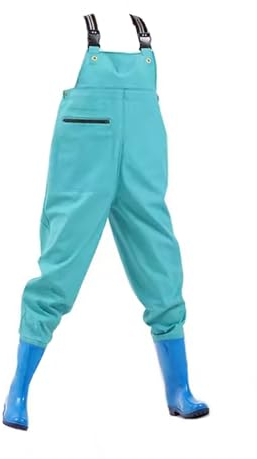 JCWGLY Watstiefel Leichte Watstiefel Für Angeln Für Damen, wasserdichte PVC-Watstiefel Für Jagen Und Waten, Mit Versiegelten Taschen(Color:Light blue,Size:39 EU)