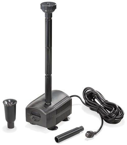 esotec Teichpumpe Fountain 500/650 mit Sprinklerset, Springbrunnenpumpe 650 l/h, Teichpumpe mit 2 Fontänenaufsätzen, 5 m Kabel inklusive 101993