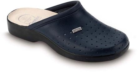 Saniflex 2961-10 Médico Certificado Zuecos Mules Zapatillas Zapatos de Cuero, Hombre, Azul, EU 41