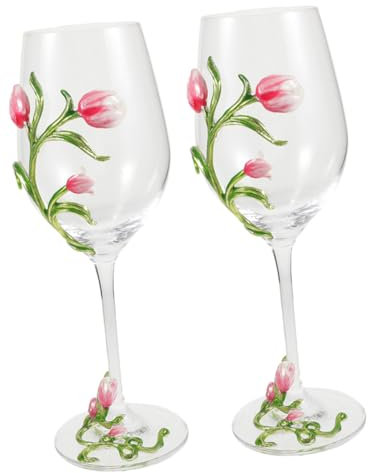 Cabilock 2piezas Copas De Licor Diseño De Tulipán Copas De Pintadas Para Decorar Mesa