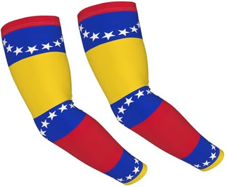 DEXNEL Bandiera del Venezuela Manicotti di Raffreddamento Braccio Protezione Solare Unisex Per Sport, Ciclismo, Golf, Nero , Taglia unica