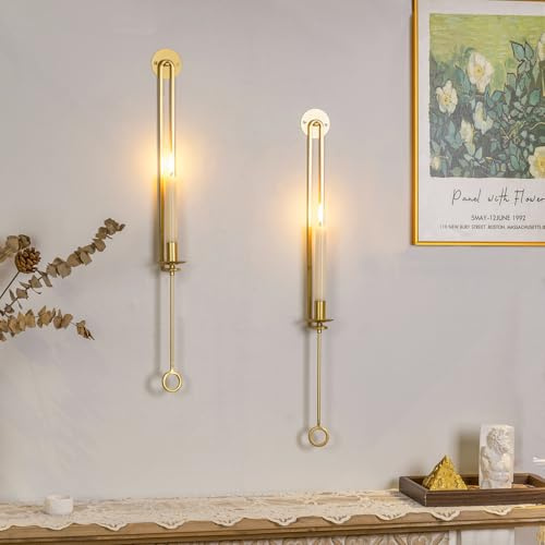 Ainmto 2 Stück Wandhalter für Kerzen,Wandkerzenhalter,Kerzenständer für Wandmontage,Wand Kerzenhalter für Deko (Gold)
