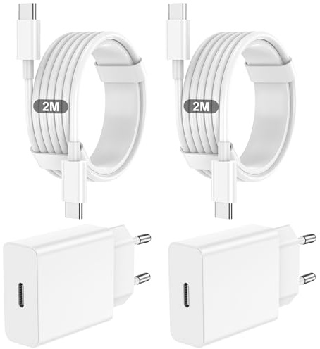 Caricatore USB C,2 Pack Cavi USB-C a USB-C da 2M, Caricabatterie Rapido Batterie di Per iPhone 17/16/15/Plus/Air/Pro/Max, Per Galaxy S25/S24, Per iPad/Pro/Min, charger adattatore