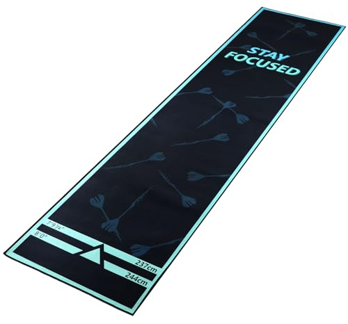 QWORK® 260 x 60 cm Alfombra de Dardos con Línea de Lanzamiento - Antideslizante, Estándar de Torneo, con Oche Integrado de 237CM y 244CM
