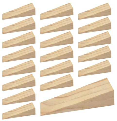 Set di 20 cunei triangolari in legno di pino per livellare mobili, regolazione di porte e finestre, lavori fai da te, aiuto per il montaggio, cunei antiscivolo (5 x 2 x 1,3 cm)