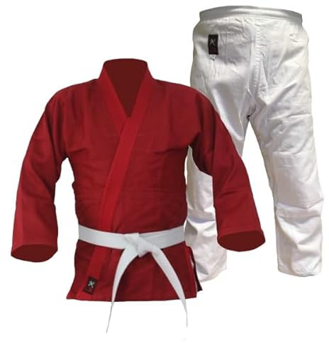 Budodrake Judoanzug Ronin Dojo (Jacke rot, Hose weiß) (200)