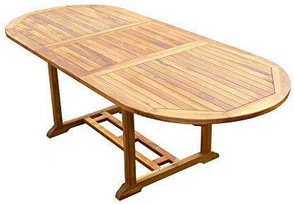 Confort & Loisirs Table Ovale en Teck Aspect huilé MUNGGI L.180-240 P.100 cm