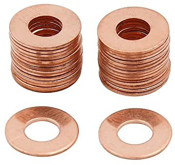 sourcing map 30pc 8mm Dia Interne rondelle cuivre d'étanchéité Joint Plate Huile Anneau Auto