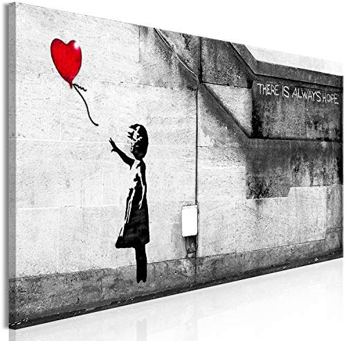 murando - Leinwand Bilder Banksy Girl with Balloon 150x50 cm Vlies Leinwandbild 1 tlg Kunstdruck modern Wandbilder Groß XXL Wohnzimmer Wanddekoration Wand Bild Panoramabild - There is Always Hope