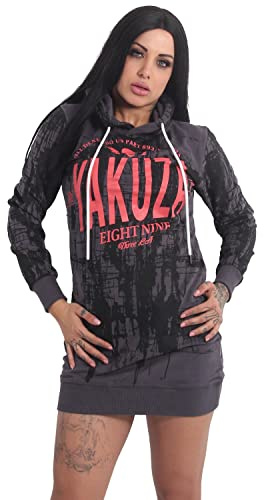 Yakuza Dam grunge helover hoodie klänning, antracit, XS