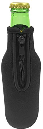 Kuuleyn Bierflaschen-Isolator-Kühler mit Reiß Verschluss Neopren-isolierte Flaschen jacken halten warm mit Reiß Verschluss Flasche Bierflaschen Halter rutsch Feste 19x 9,5x1cm/7,5x3,7x0,4 (Schwarz)