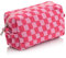 Kosmetiktasche Klein Make Up Organizer Schachbrett Schminktasche Make Up Tasche Travel Essentials Mäppchen Federmäppchen Pencil Case (Rosa)
