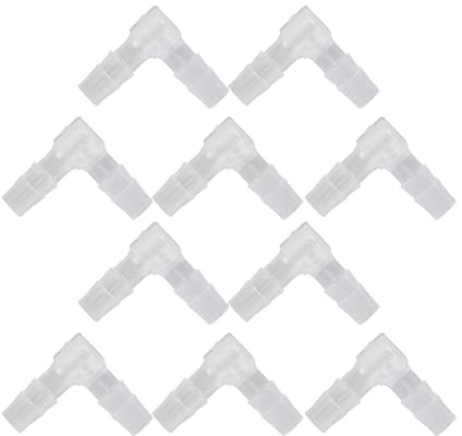 10 st armbågsslang hullingar plastmontering 90 grader lika hullingförsedd adapter L-form för akvarium 8 mm rörbeslag (6 mm)
