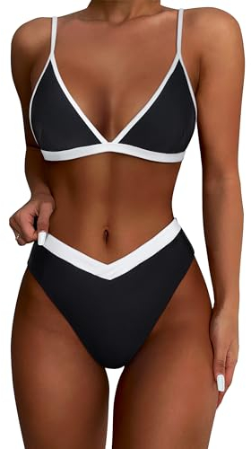 DOULAFASS V-förmige Taille Bikini Damen Set Hoher Schnitt Triangel Bikini 2tlg Bademoden