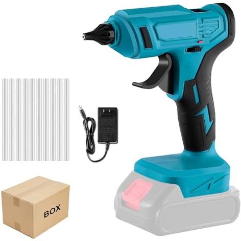Pistolet à colle chaude sans fil 18 V 100 W avec batterie de 6500 mAh et 10 bâtons de colle, pour bricolage, réparation, artisanat, pistolet à colle chaude, batterie compatible avec batterie Makita 18