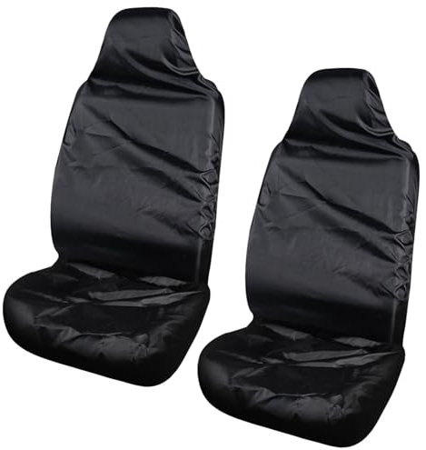 Ormromra 2 Pieces Car Seat Covers, Car Seat Cover Protector, Waterproof Polyester Car Front Seat Covers, Heavy Duty Black Car Seat Cover for Most Cars Breathable And Anti-Sweat(Black)