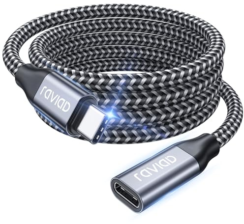 RAVIAD USB-C förlängningskabel 1M, USB Type-C 3.2 förlängningskabel stöder 10Gbps/100W och 4K@60Hz Kompatibel med iPhone 17 16 15 Pro Max, MacBook Pro, iPad Pro, XPS 15, Galaxy S24/S23
