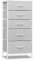 WOLTU Kommode mit 5 Schubladen aus Stoff, Kommodenschrank Sideboard Schubladenschrank, für Schlafzimmer Wohnzimmer Flur, aus Metallrahmen Holzwerkstoff, Taubengrau-wolkenweiß