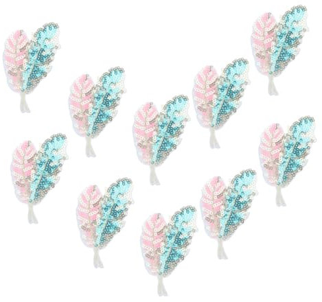 SEWACC 10St Stoffaufnäher mit Paillettenblättern leinenbettwaesche bügel Glitzernde Blatt Aufnäher dekoringe schublehre abriebfeste Fellflecken Hutaufnäher mit Pailletten Hut Zubehör