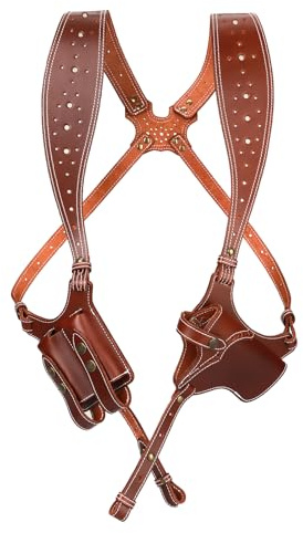 Tourbon Holster d'épaule réglable en cuir dissimulé pour pistolet avec double pochette pour magazine