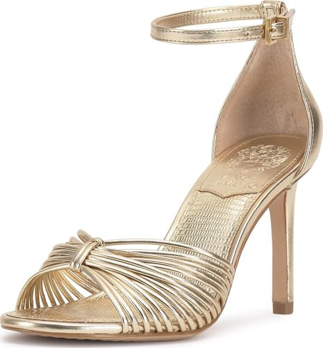 Vince Camuto, Women's, Blaine Strappy Band High Heel Sandals, Egyptian Gold, 10, Medium