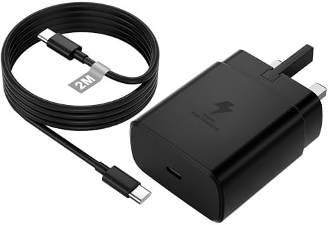 45W USB C Charger for Samsung Fast Charger Plug and Cable 2M for Samsung Galaxy S25/S24/S23 Ultra/S23+/S23/S22/S21/S20/S10/A13/A14/A53/A54, Super Fast Charger USB Type C Plug for Mobile Phone Charger