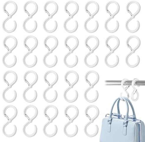DONOONIS Lot de 24 Crochet en S,Crochets,Crochet en Forme de S,Crochets D'étagère Anti-chute,Crochets en S de Suspension Multifonctions pour Cuisine, Salle de Bain, Barre à Linge, Chambre, Bureau