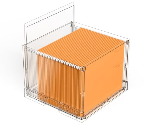 nooing File Organizer Box with Lid,Hanging Filing Folder Organizer for Document Storage with Plastic Slide, Letter-size File Holder Filing Box for Office/Home/Decor/（1Pack）