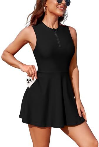 SHEKINI Tankini Femmes Ensembles Robe de Bain Haut Cou Deux pièces Sportive Rash Guard Zip Maillot de Bain Avant