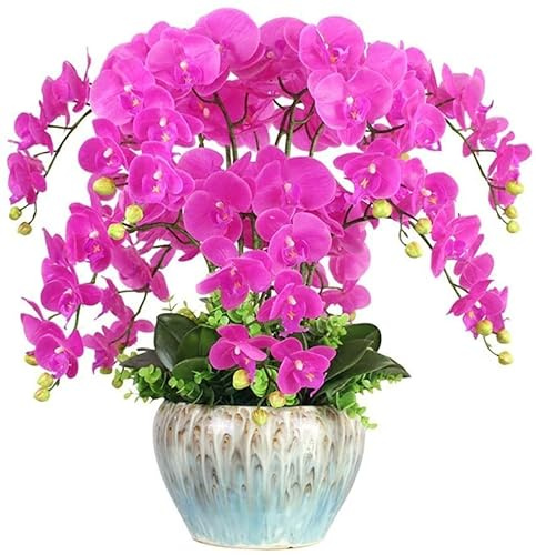 LXYAYY Konstgjorda blommor dekor simulering verklig känsla konstgjorda orkidé blommor arrangemang latex orkidé blomodling kruka phalaenopsis bonsai (färg: lila, storlek: stor)
